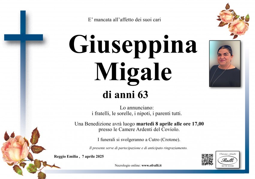 Manifesto lutto Giuseppina Migale