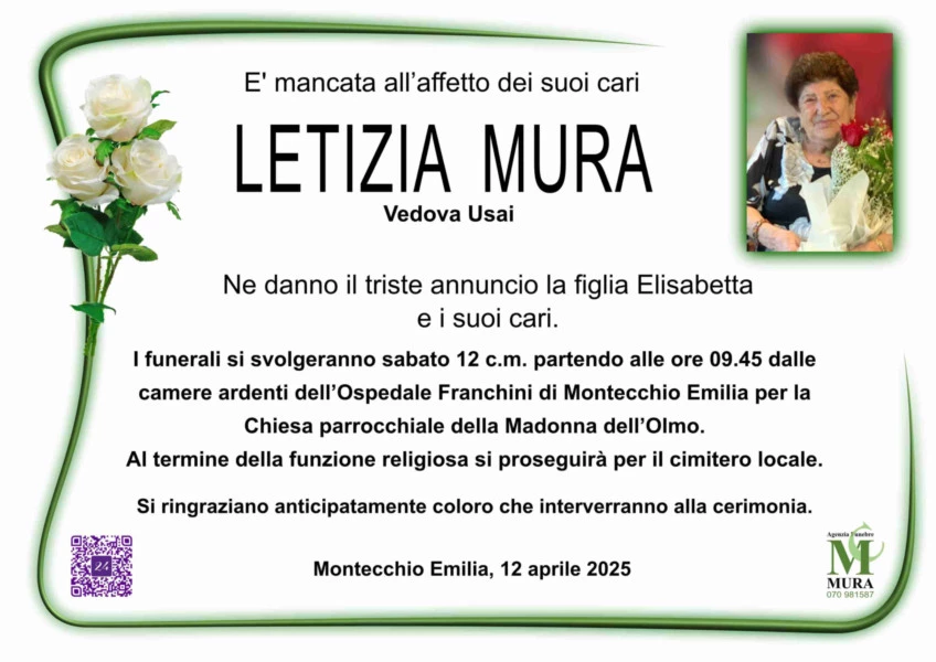 Manifesto lutto Letizia Mura